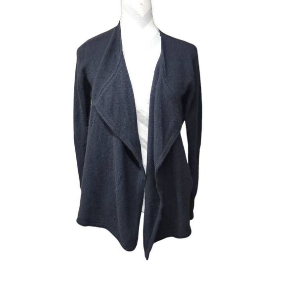 Peck & Peck Size Medium 100% Cashmere Black Casual Cardigan Soft Comfort Career - Picture 1 of 7